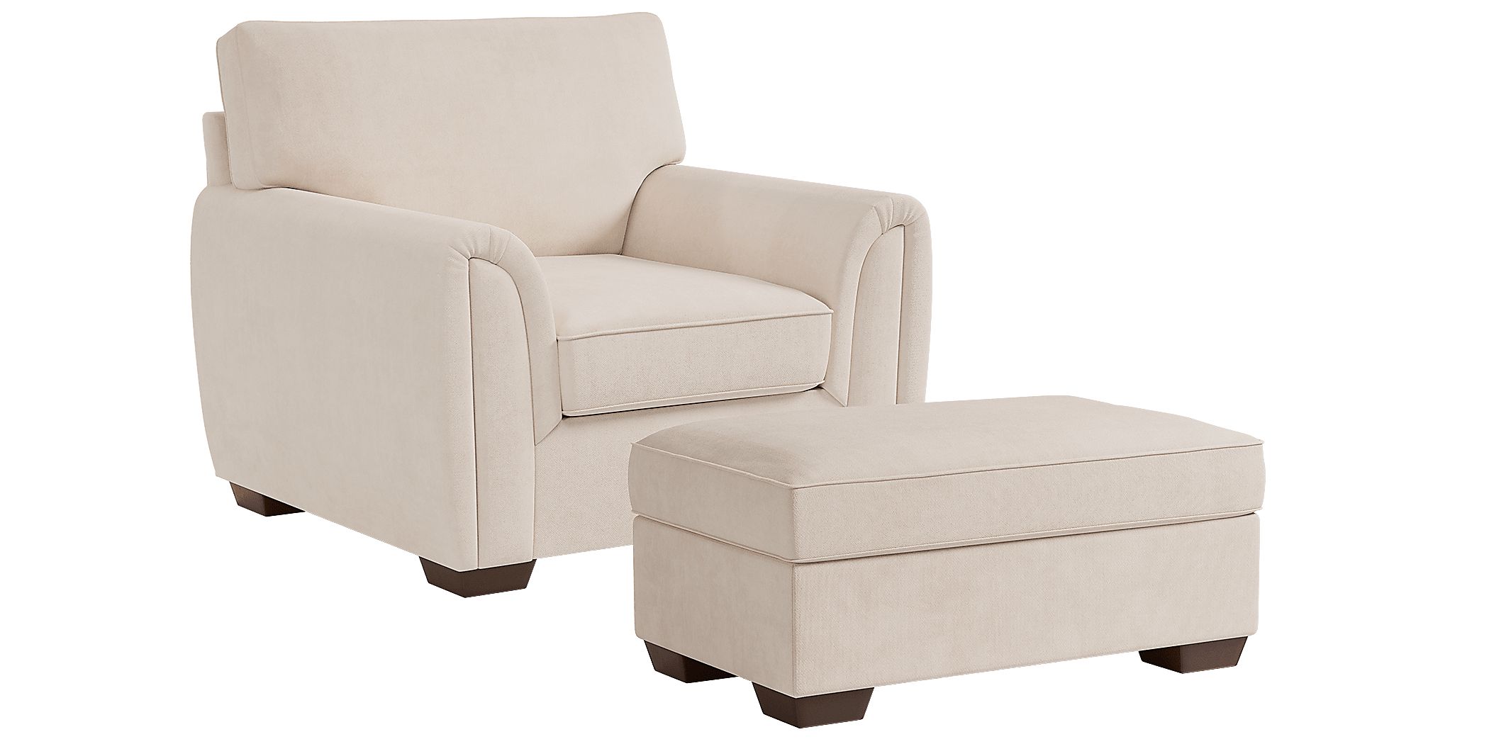 Rooms To Go Amalie Beige Chair and Ottoman